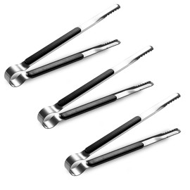 Stainless Steel Kitchen Tongs Cooking Utensils, with Non-Slip Easy Grip Handle for Cooking, Baking, Grilling, BBQ (3 Pcs Black)