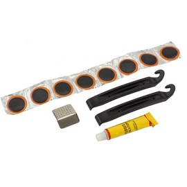Tire Repair kit with 8 Patches, Tire Levers, Glue, and a Scuffer for Bicycle Tires