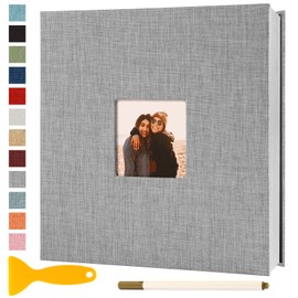 Photo Album Self Adhesive Pages Scrapbook Magnetic Photo Albums for 4x6 5x7 8x10 Pictures Sticky Pages Books for Baby Family Wedding 11x10.6 Grey 60 Pages