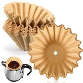 100 Pcs Coffee Filters Pre-punched for Percolator, Brown, 30 Cup