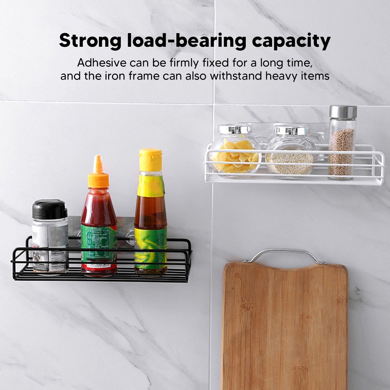 Shower Caddy Shelf Basket Self Adhesive Wall Mount Black Storage