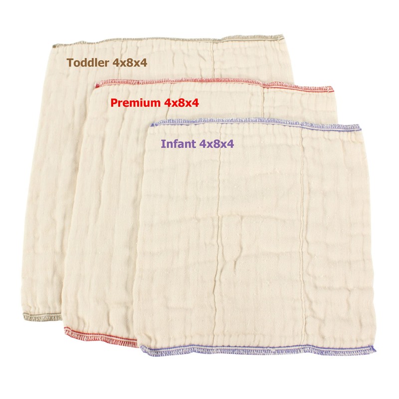 OsoCozy Better Fit Unbleached Prefold Cloth Diapers -100% Cotton, Gauze