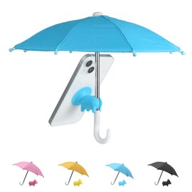 heqxwl Phone Umbrella for Sun, Cell Phone Umbrella Sun Shade, Universal Adjustable Cute Phone Stand Umbrella with Piggy Suction Cup, Outdoor Anti-reflective Glare Blocking (Blue)