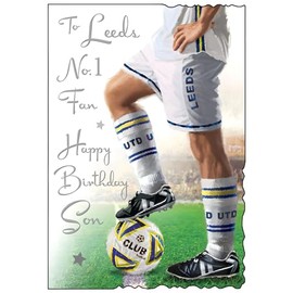 Leeds Birthday Card for Son - Football Design - Leeds' No.1 Fan - Special Finishes and Illustrated Insert Leaf - Made in the UK