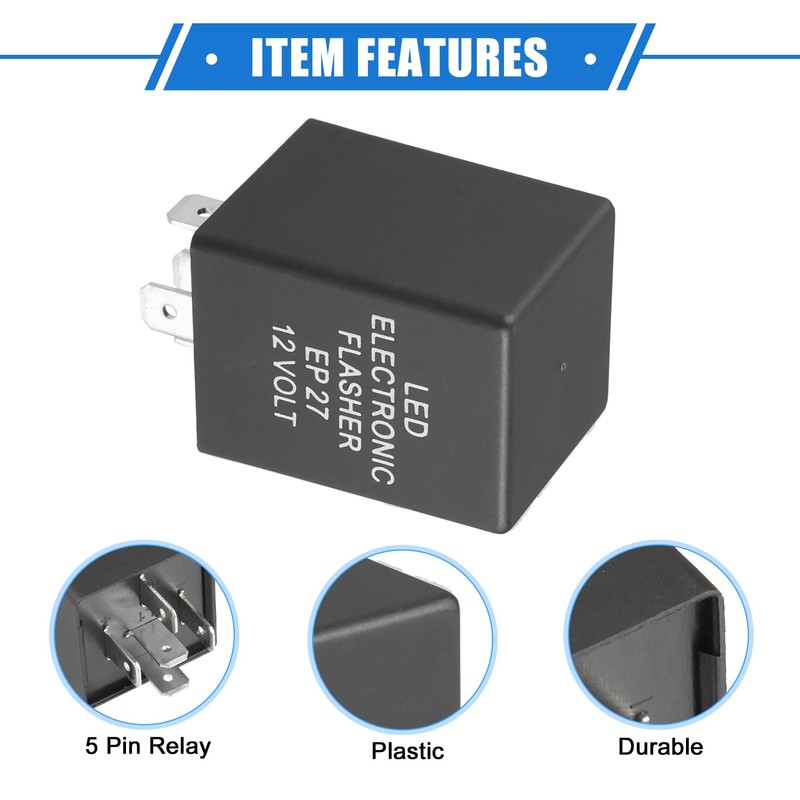 X AUTOHAUX Electronic LED Flasher Relay Fix, 5 Pin EP27