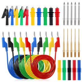 30 PCS Banana Plug Silicone Test Leads Kit, 4mm Stackable Colorful Silicone Banana Plug with Threading Probe, Connection Hose, Alligator Clips, Probe Holder, 100cm Test Probe Leads Wire Cable