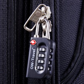 OW-Travel Luggage Locks TSA Approved (3 Pack Black) 4 Digit Suitcase Padlocks. TSA Locks Approved Security Backpack Combination Padlock for Suitcase, Case, Luggage, Bag, Gym Locker