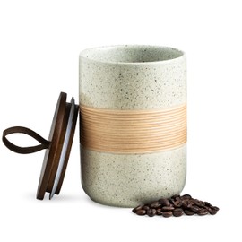 Miamolo Coffee Storage Container Jar with Lid, Ceramic Kitchen Food Storage Jars with Airtight Lids for Spice Sugar Cookie, Stackable Decorative Jars for Coffee Countertop, 28oz