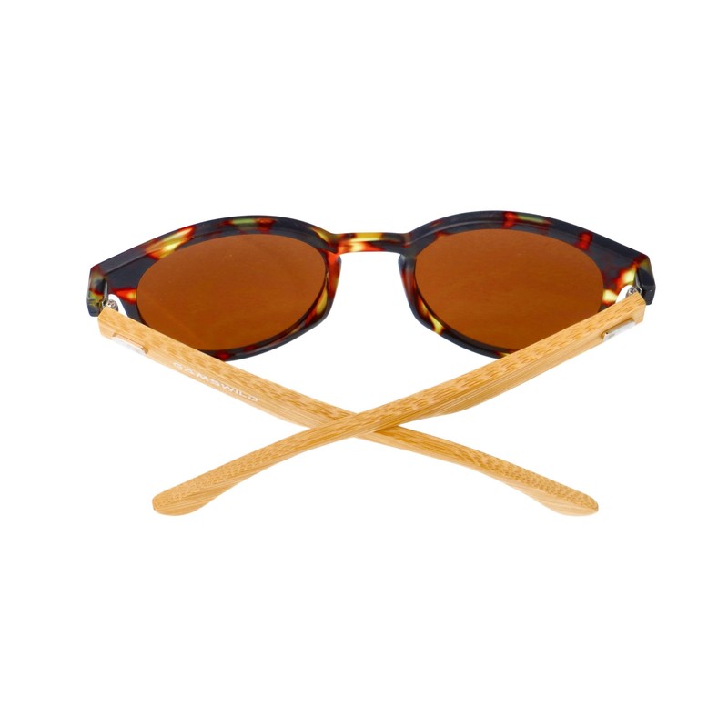 Gamswild WM1228 Sunglasses Bamboo Fashion Glasses Women Men Red Brown