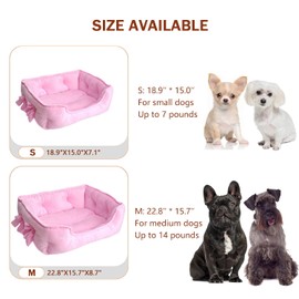 pawstrip Pink Dog Bed Princess Puppy Bed for Small Dogs Soft Cat Sofa Breathable Kitten Beds for Indoor Kittens Anti-slip Pink Cat Bed Washable Girl Dog Bed