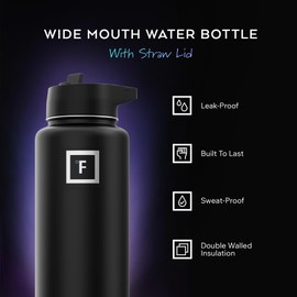 IRON °FLASK Camping & Hiking Hydration Flask with Straw, Wide Mouth Insulated Stainless Steel Sports Water Bottle - 32 oz Cobalt