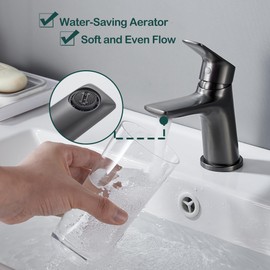 BELZ Bathroom Sink Tap, Washbasin Tap with Single Lever Mixer, Bathroom Vanity Faucet,Water-Saving Design with Hot and Cold Water Control, Gunmetal