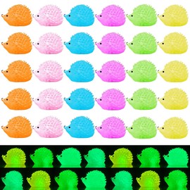EVDERS 36Pcs Luminous Mini Resin Hedgehogs Cute Miniature Hedgehog Figurines Glow in The Dark Tiny Resin Animals Hedgehog Figures for Dollhouse Micro Landscape Fairy Garden Decor