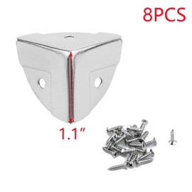 T Tulead 8PCS Corner Protectors Iron Edge Guard Silver Corner Brackets Furniture Decorative Protector Bracket Braces 1.1"×1.1"×1.1" with Mounting Screws