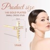 GlamRays 14K Gold Plated Small Cross Stud Earrings, Hypoallergenic Pave