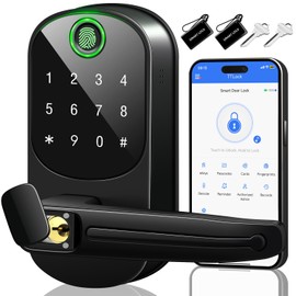 Keyless Entry Smart Door Lock,Digital Electronic Lock with Keypad Code,Fingerprint Door Locks for Front Door, Electric Door Knob via App Control, Handle Lock for Exterior,Interior,Entry,Bedroom Doors