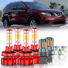 CHUSYYRAY For Nissan Rogue 2014-2016 10x LED Headlight+Turn Signal+Side Marker Light Bulbs
