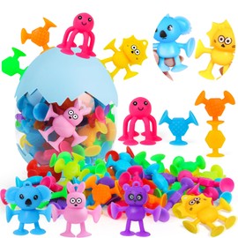 40 Stück Saugnapf Spielzeug, Montessori Spielzeug ab 3 Jahre, Silikon Sensorik Reise Spielzeug mit Dinosauriereier Stressabbau-Spielzeug Autismus Bausteine Geschenke für 4 5 6 7 8 Jahre Jungen Mädchen