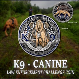 Armor Coin & Emblem - Law Enforcement K9 Challenge Coin - Bloodhound Serve & Protect My Hero Wears a Dogtag - Solid Metal Collectible Challenge Coin