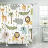 Emvency Shower Curtain Safari Animals with Cute Hippo Crocodile Lion