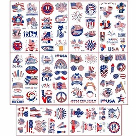 4th of July Temporary Tattoos, 95PCS 10 Sheets American Holiday Temporary Tattoos, Independence Day Body Art Stickers, USA National Flag Tattoos for Labor Day Memorial Day