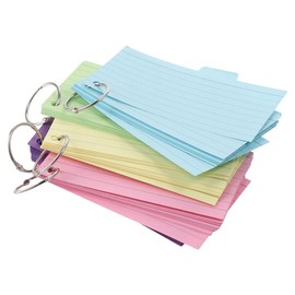 petofqq 300PCS Colored Index Cards, Ruled Index Cards, with Rings Flash Cards, Single Hole Punched Lined Flashcards