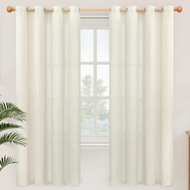 YoungsTex - Cortinas de lino natural de 72 pulgadas de largo para sala de estar, cortinas filtrantes de luz con ojales, gruesas semitrans...