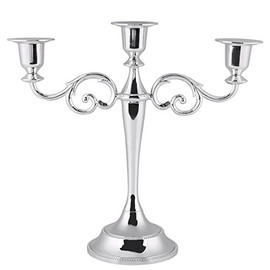 Yosoo 3 Brazos Portavelas de Metal Soporte para Velas Palillo de Oro Plata 3 Ramas Candelabro de Estilo Europeo Candelabros de Boda 2 Colores Decoración para Hogar(Plateado)