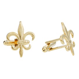 Cuff-Daddy Fleur De Lis Cufflinks Gold-Tone New Orleans Mardi Gras with Presentation Box