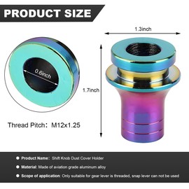 Wevdn Car Shift Knob Boot Retainer, M12×1.25 Durable Aluminum Shift Boot Retainer Stick Shift Knob Adapter, Waterproof Rust-Proof Metal Manual Car Gear Shifter Lever Adapter Accessories (Colourful)