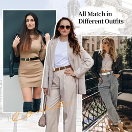 Cinturón para Mujer, 3 Piezas Cinturón de Piel Genuina con Hebilla Metálica, Cinturón de Vestir Ajustable Para Mujer, Cinturó para Jeans, Vestidos, Pantalones Y Faldas