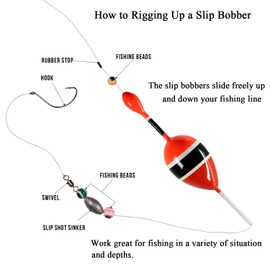 Slip Bobbers for Fishing Saltwater Freshwater 1/6oz 1.6"x4.8" Slip Fishing Bobbers Drift Floats for Crappie Panfish Bass Trout 5Pcs/Set