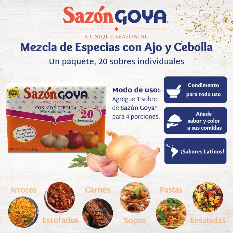 Sazón with Garlic and Onion by Goya, Latin Spice Blend