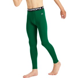 DEVOROPA Youth Boys' Compression Leggings Sports Tights Fleece Lined Thermal Base Layer Pants Kelly Green S