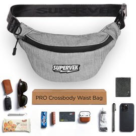 SUPERVEK Fanny Pack with YKK Waterproof Zipper | Crossbody Tactical Sling Belt Bag Waist Hip for Men Women | Mens Urban Travel Running Outdoor (Khadi), VeKhadi, Crossbody Sling Bag/Fanny Pack