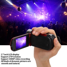 4K 48MP Digital Video Camera Camcorder, 16X Digital Zoom Camera Video Recorder 2.7 Inch 270° Rotating Screen Video Camera for Beginners and (Red)