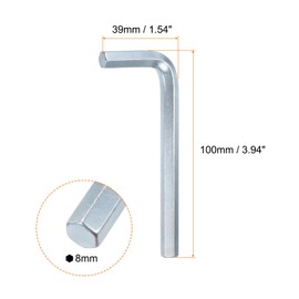 sourcing map 2pcs Hex Key Wrench 8mm L-Shape Hexagon Metric Wrenches Chrome Vanadium Steel Repairing Tool for Home Repair