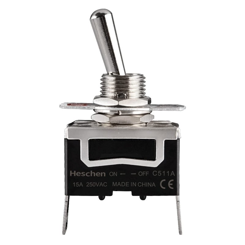 Heschen Metal Toggle Switch, C511A, SPST, maintained, ON/OFF 2 position,