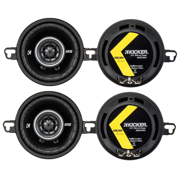 4 x Kicker 43DSC3504 3.5-Inch 30W 2-Way Coaxial Speakers (2