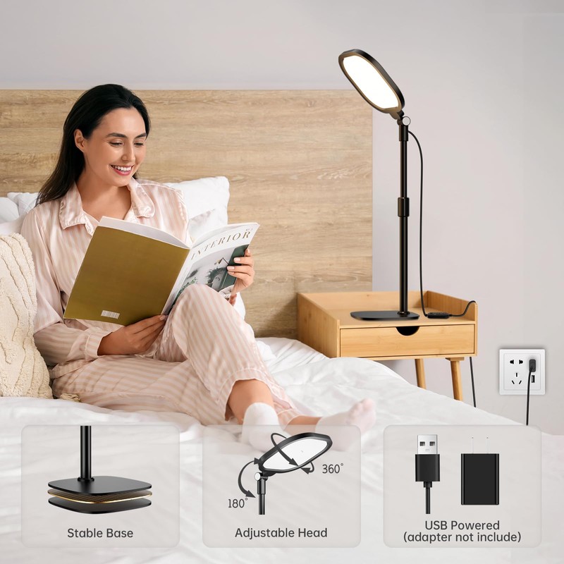 Desk Ring Light with Stand and Phone Holder, 3000K-6500K Adjustable