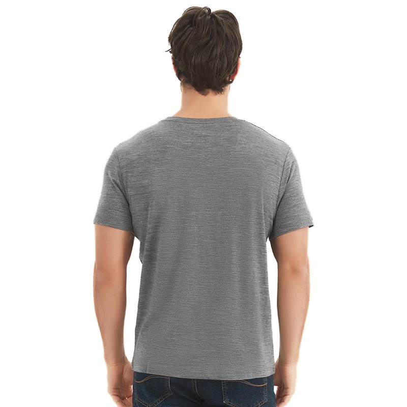 MERIGREENY Men's 100% Merino Wool T-Shirt, Crew Neck Lightweight Undershirt