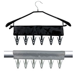 Cobalt Planet Wide Fit Hanger Pinch Set Clothespins Pinch Hanger Travel Pinch Travel Portable Hanger Foldable Hospitalization Goods (Black & Gray)