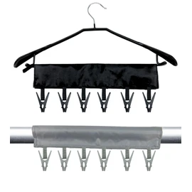 Cobalt Planet Wide Fit Hanger Pinch Set Clothespins Pinch Hanger Travel Pinch Travel Portable Hanger Foldable Hospitalization Goods (Black & Gray)