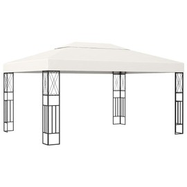 vidaXL Cream Fabric Gazebo - 9.8'x13.1' - Sturdy Steel Construction - Decorative Cross Shape Detail - Ideal for Garden, Patio and Deck