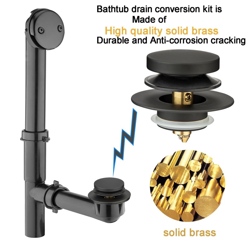 (1 Pack) Yariwiz 1-1/2" Matte Black Bathtub Tub Drain Kit