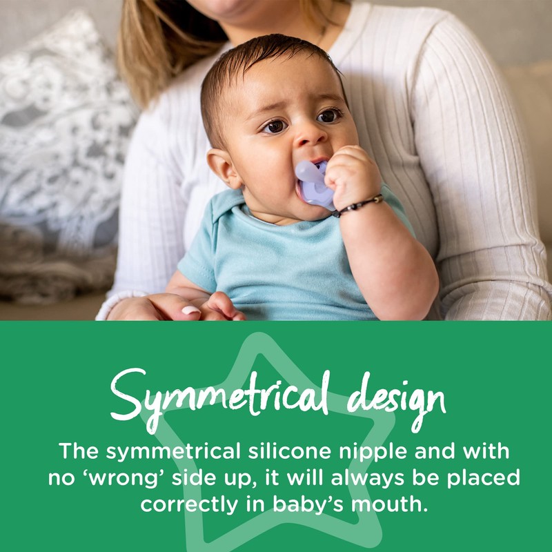Tommee Tippee Ultra-Light Silicone Pacifier, Symmetrical One-Piece Design, BPA-Free Silicone
