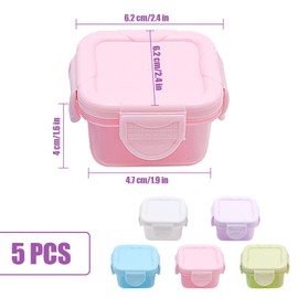 TULEBOLIAN 5pcs 60ml Small Food Containers With Lids,Stackable Containers,Colorful,Airtight Meal Prep Containers,For Fruit And Food
