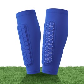 Mens Football Shin Guards, Protective Shin Pad Sleeves with Anti Slip Strip Elastic Ankle Sleeves for Football Games Leg Calf Protective Gear Climbing Cycling Collision Avoidance (L)