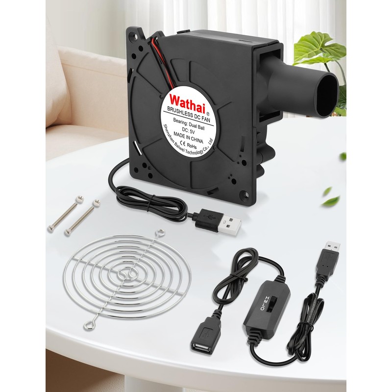 Wathai USB Cooling BBQ Blower Fan 120mm x 32mm DC