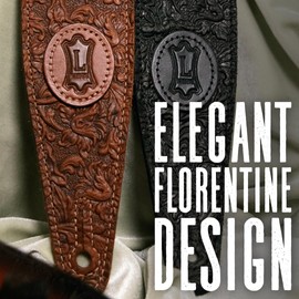 Levy's Leathers 2.5" Florentine Series Leather Guitar Strap in Brown; Height Adjustbale 48" - 55" (M317FCL-BRN)